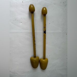 Pair of Vintage Yellow Shoe Form Stretchers in Metal & Wood